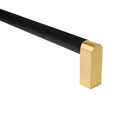 Bold, Black & Gold Knurled Solid Brass Appliance Pulls.