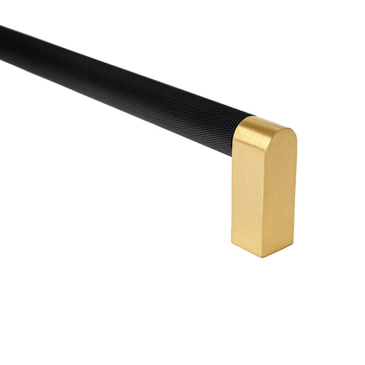 Bold, Black & Gold Knurled Solid Brass Appliance Pulls.
