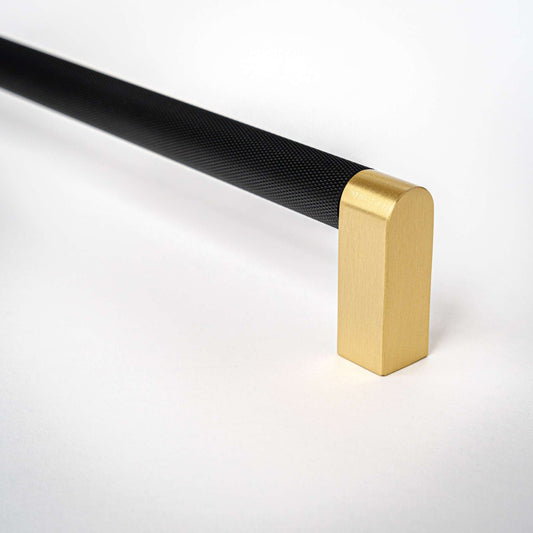 Bold, Black & Gold Knurled Solid Brass Appliance Pulls.