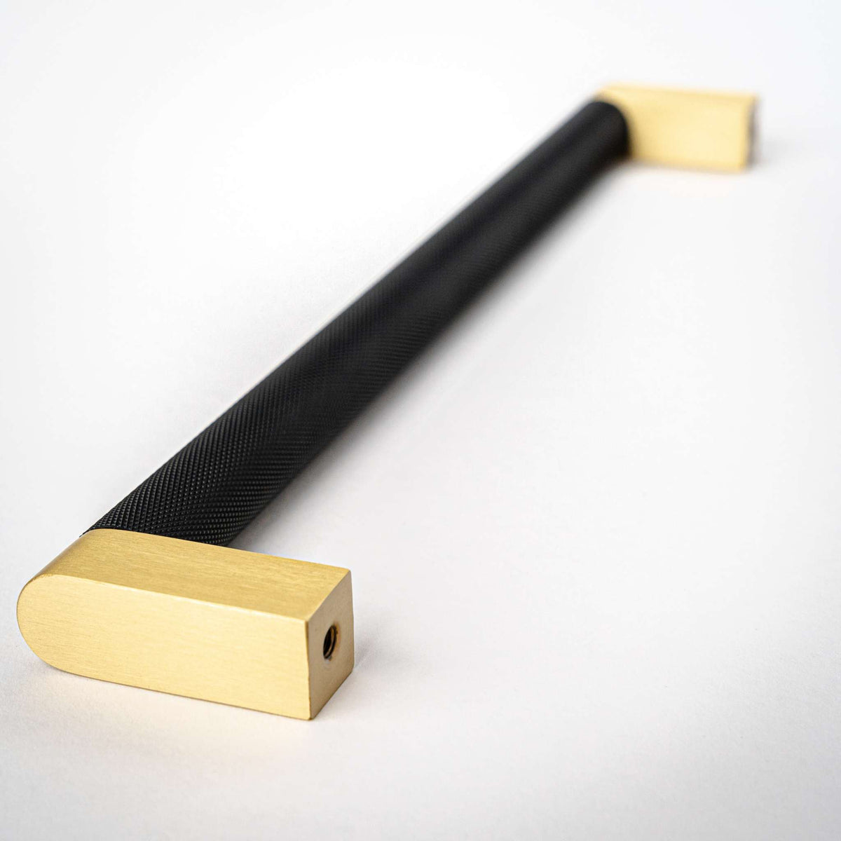 Bold, Black & Gold Knurled Solid Brass Appliance Pulls.