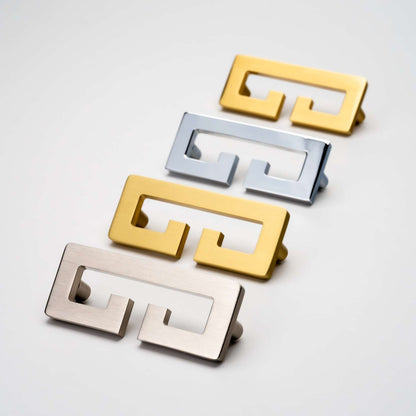 Chloe, Solid Brass Greek Key Pull.