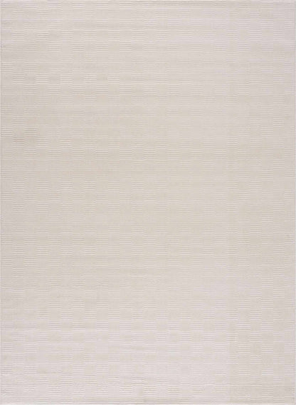 Kazuma Cream Checkered Washable Area Rug