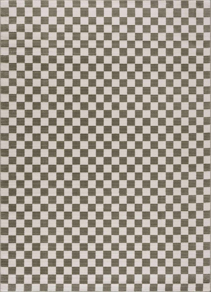 Kaysar Olive Green Checkered Washable Area Rug