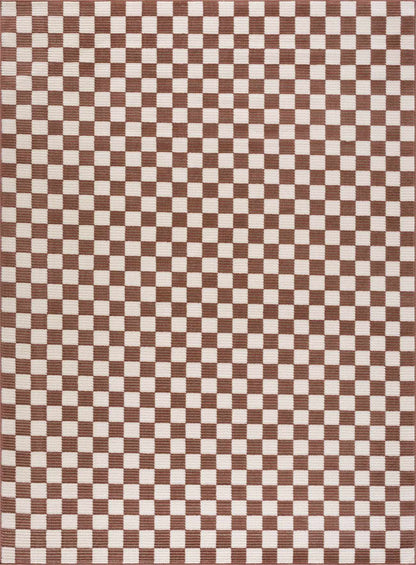 Kaysar Brown Checkered Washable Area Rug