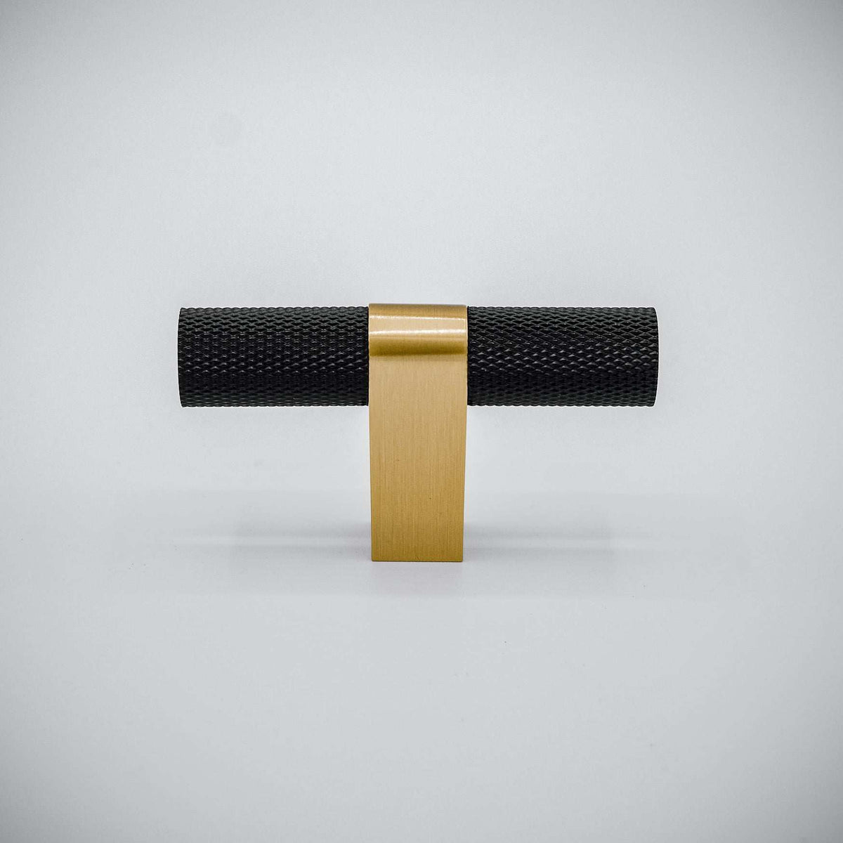 Bold, Black & Gold Knurled Solid Brass Knob.