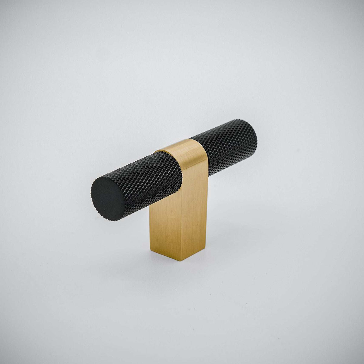 Bold, Black & Gold Knurled Solid Brass Knob.