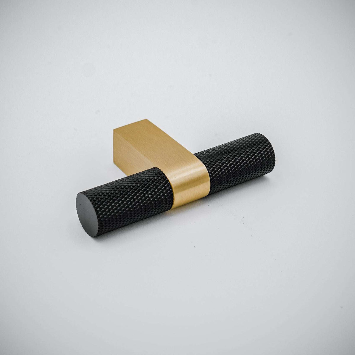 Bold, Black & Gold Knurled Solid Brass Knob.