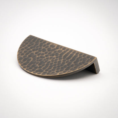 Hammered Demi Lune, Solid Brass Half Moon Cabinet Pulls.