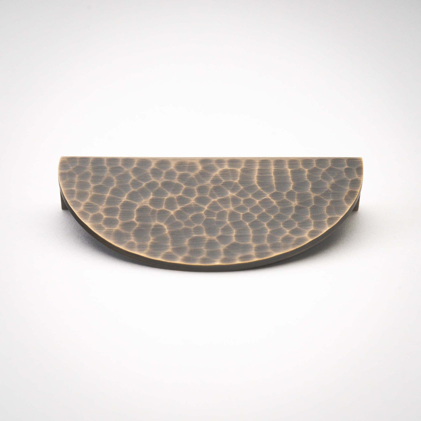 Hammered Demi Lune, Solid Brass Half Moon Cabinet Pulls.