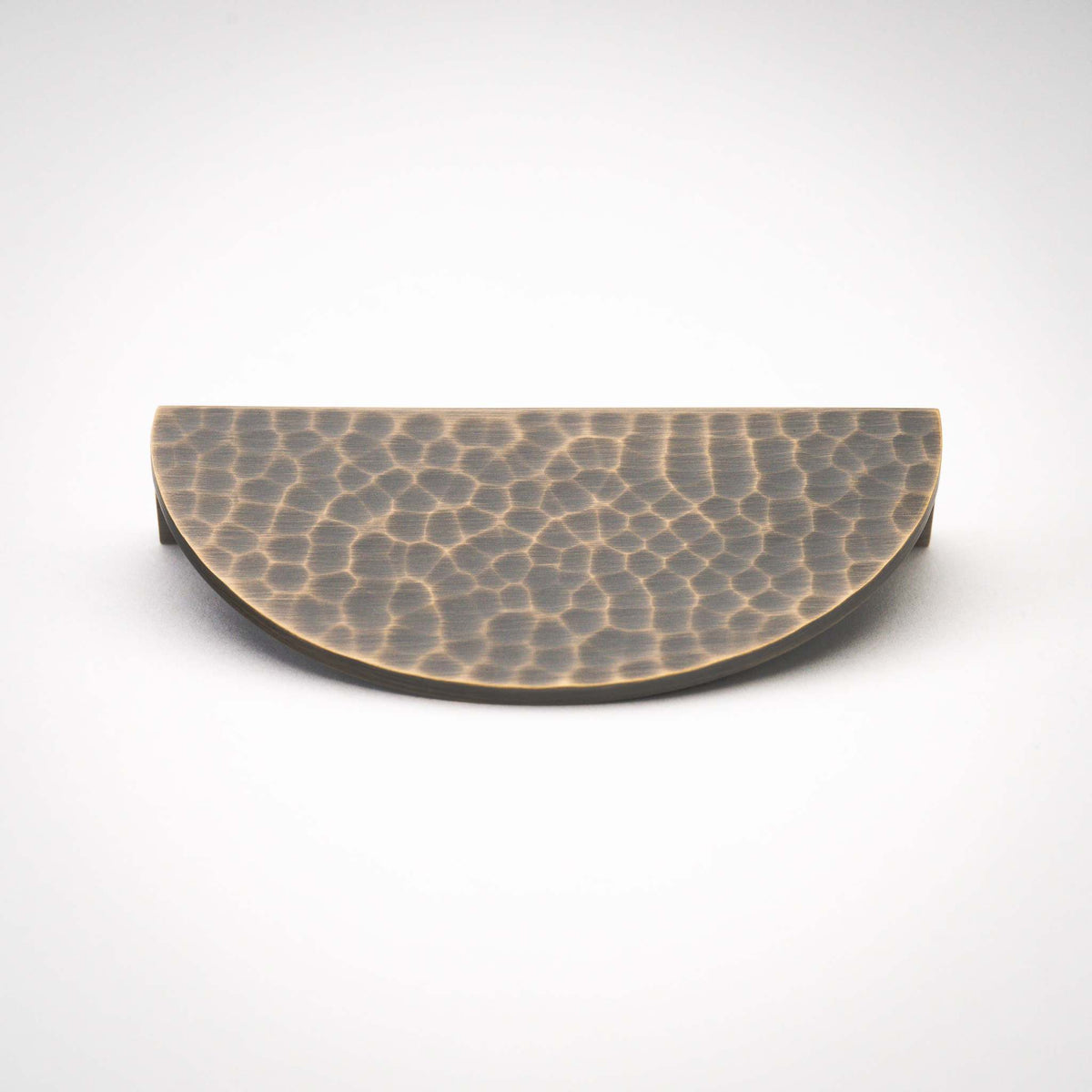 Hammered Demi Lune, Solid Brass Half Moon Cabinet Pulls.