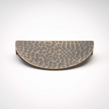 Hammered Demi Lune, Solid Brass Half Moon Cabinet Pulls.