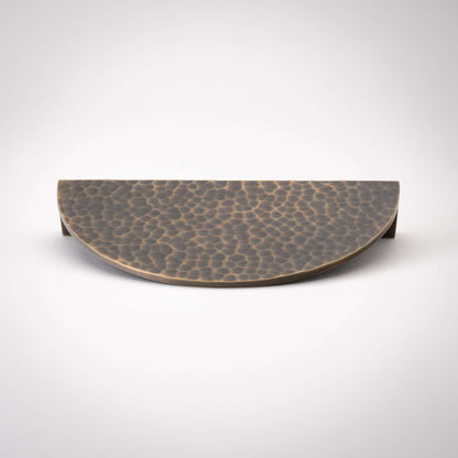 Hammered Demi Lune, Solid Brass Half Moon Cabinet Pulls.