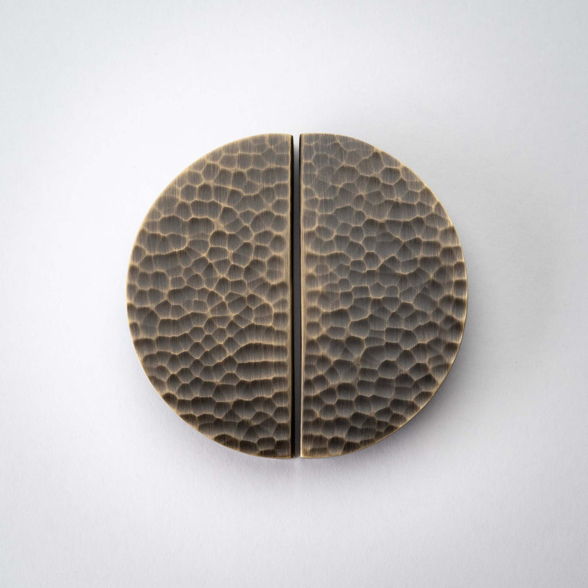 Hammered Demi Lune, Solid Brass Half Moon Cabinet Pulls.