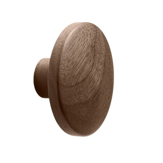Lacquered Walnut Wood "Discos" Round Cabinet Knob