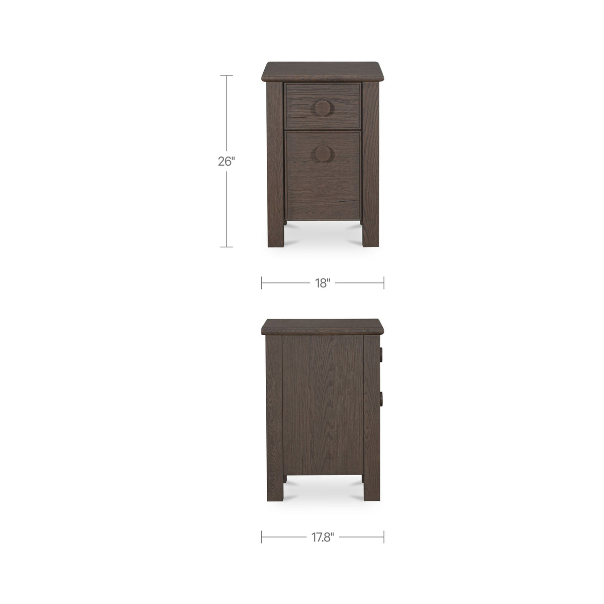 Loren Small Nightstand Dark Brown dimensions