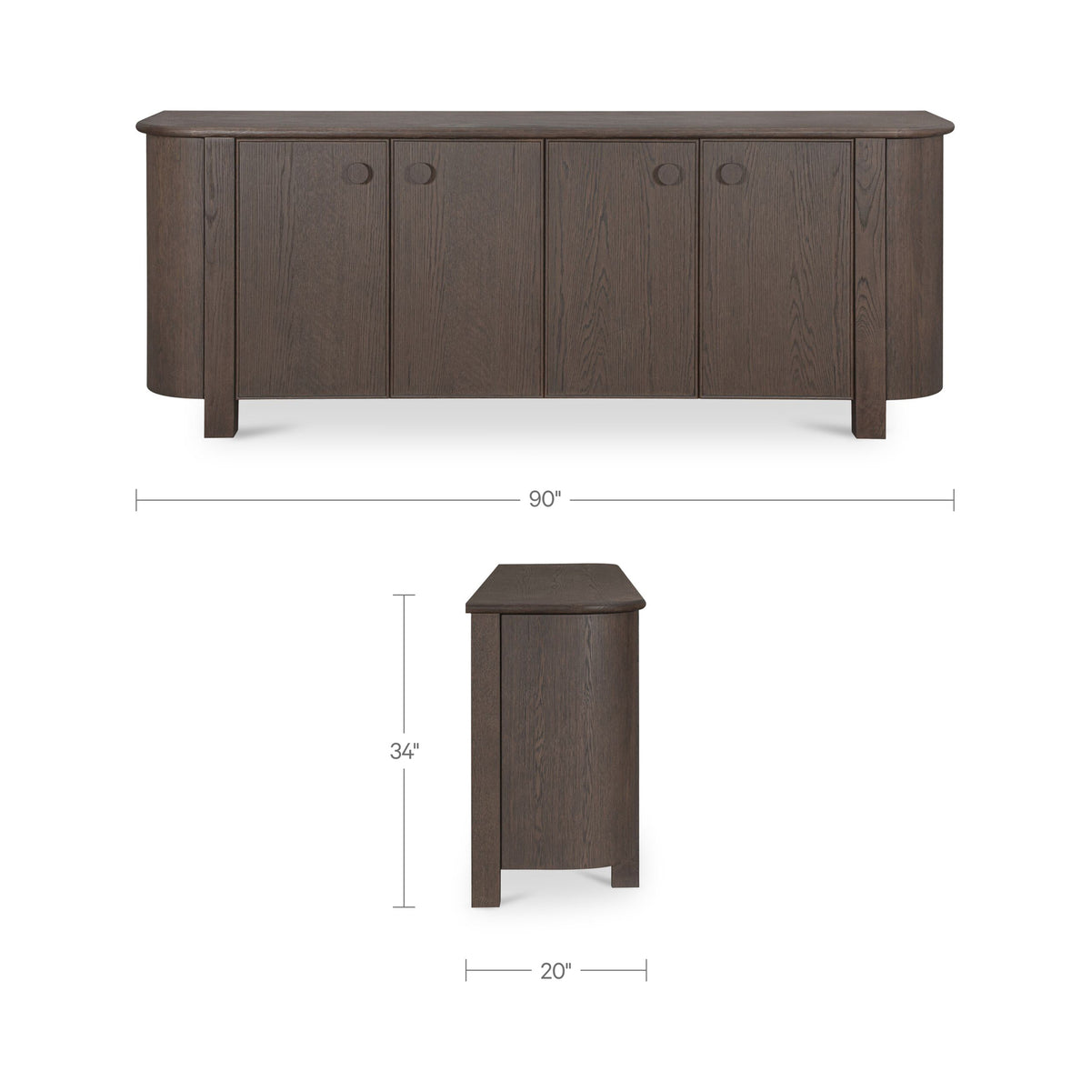 Loren Sideboard Dark Brown dimensions
