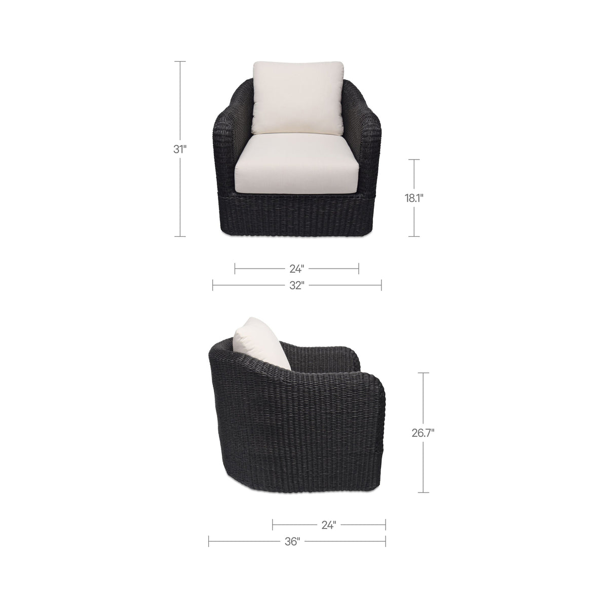 Bodhi Outdoor Swivel Accent Chair Charcoal