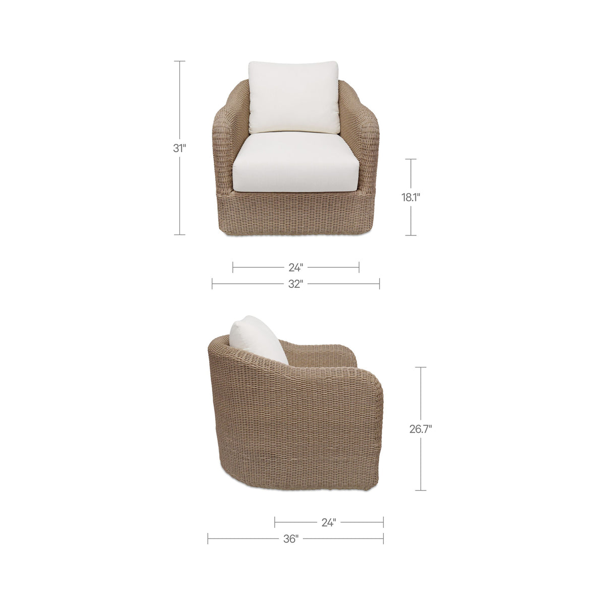 Bodhi Outdoor Swivel Accent Chair Natural