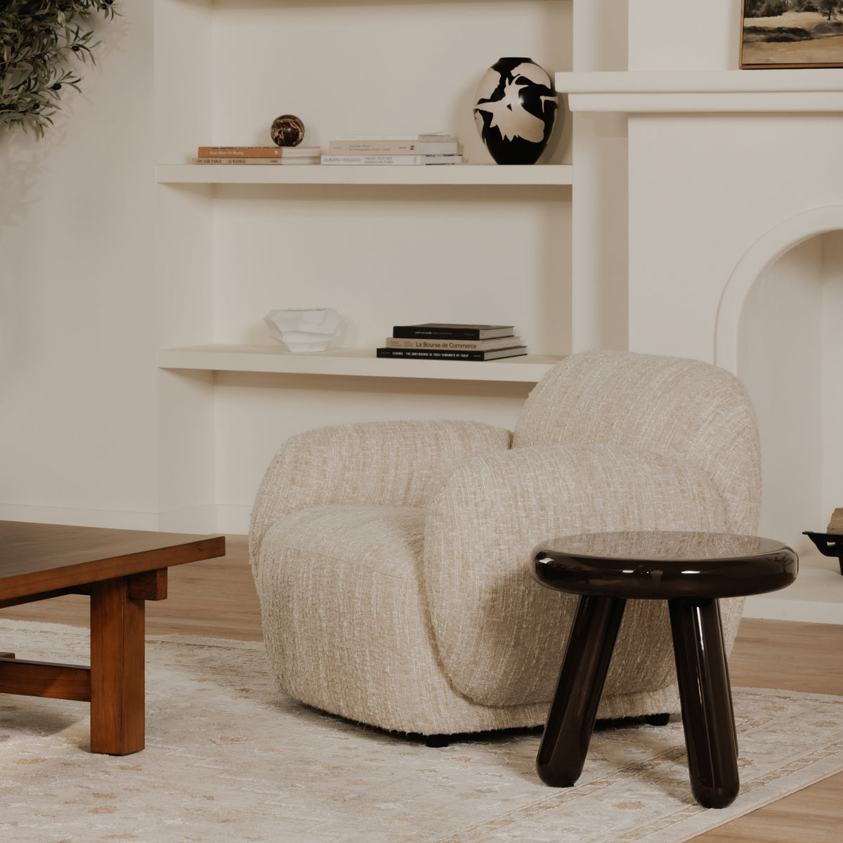 Joy Accent Table Dark Brown Lacquer - lifestyle image