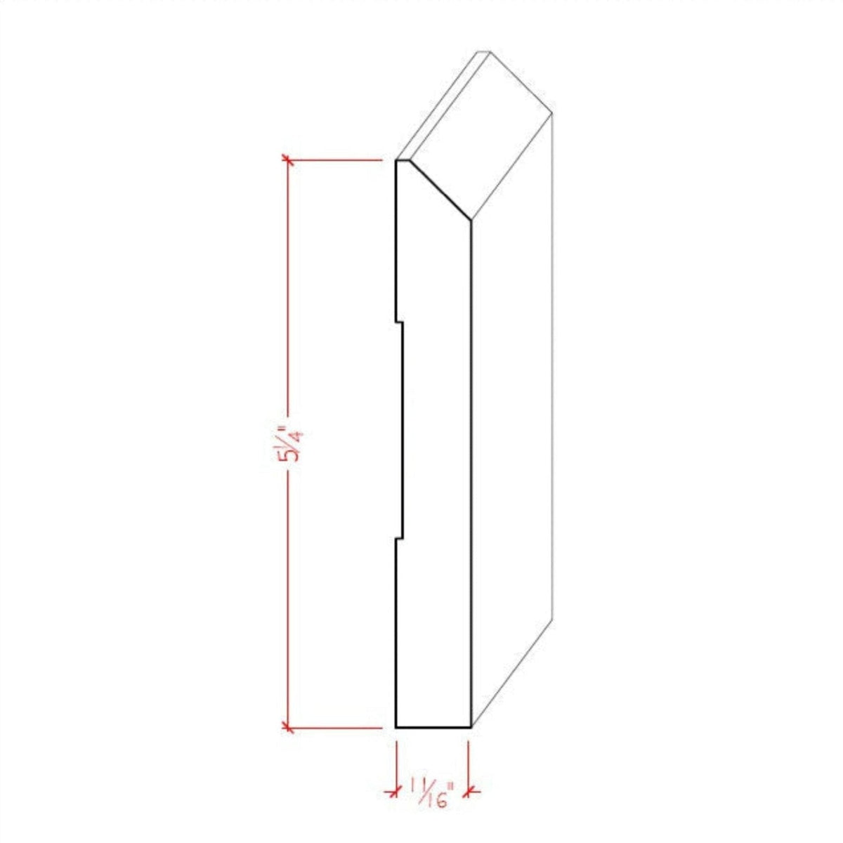 EWBB15 Beveled Edge Baseboard 5-1/4" Tall x 11/16" Moulding Unfinished.