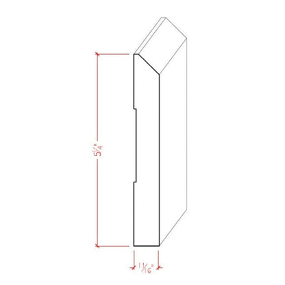 EWBB15 Beveled Edge Baseboard 5-1/4" Tall x 11/16" Moulding Unfinished.