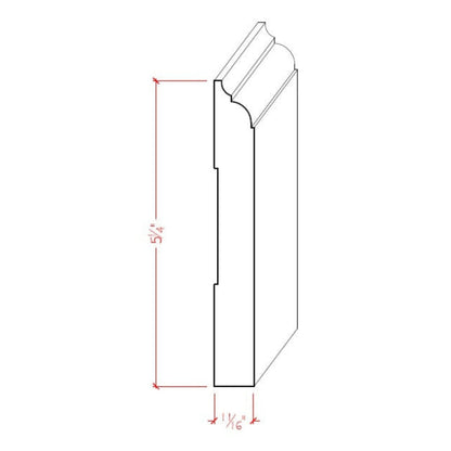 EWBB23 Nose & Cove 5-1/4" Tall x 11/16" Baseboard Moulding Unfinished.
