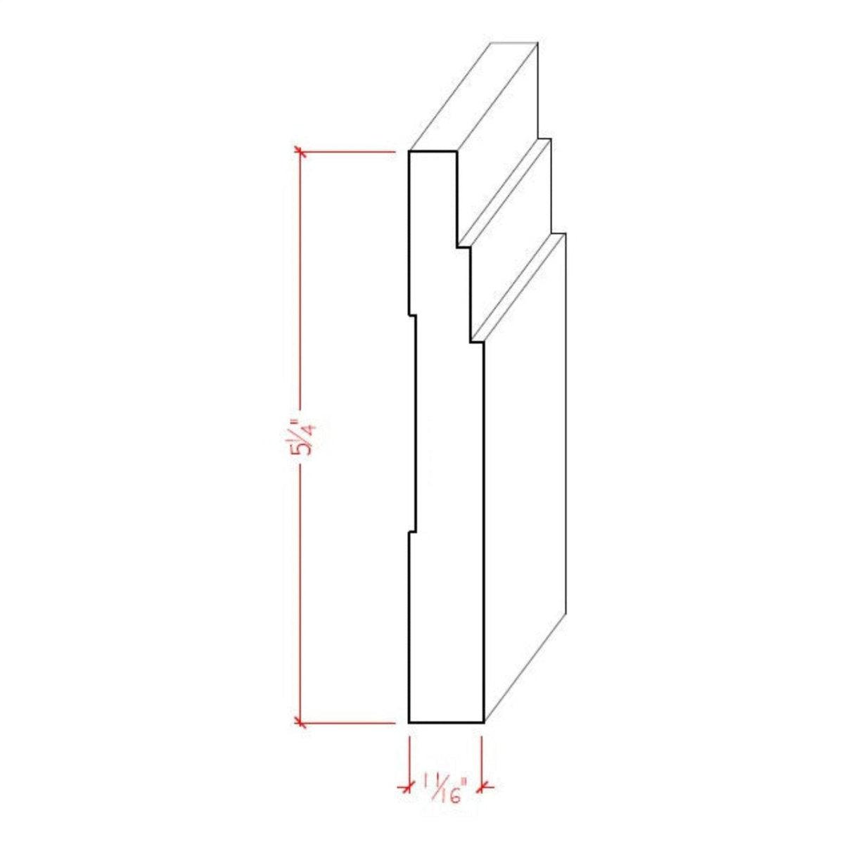 EWBB29 Contemporary Stepped 5-1/4" Tall x 11/16" Baseboard Unfinished.