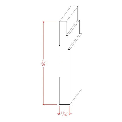 EWBB29 Contemporary Stepped 5-1/4" Tall x 11/16" Baseboard Unfinished.