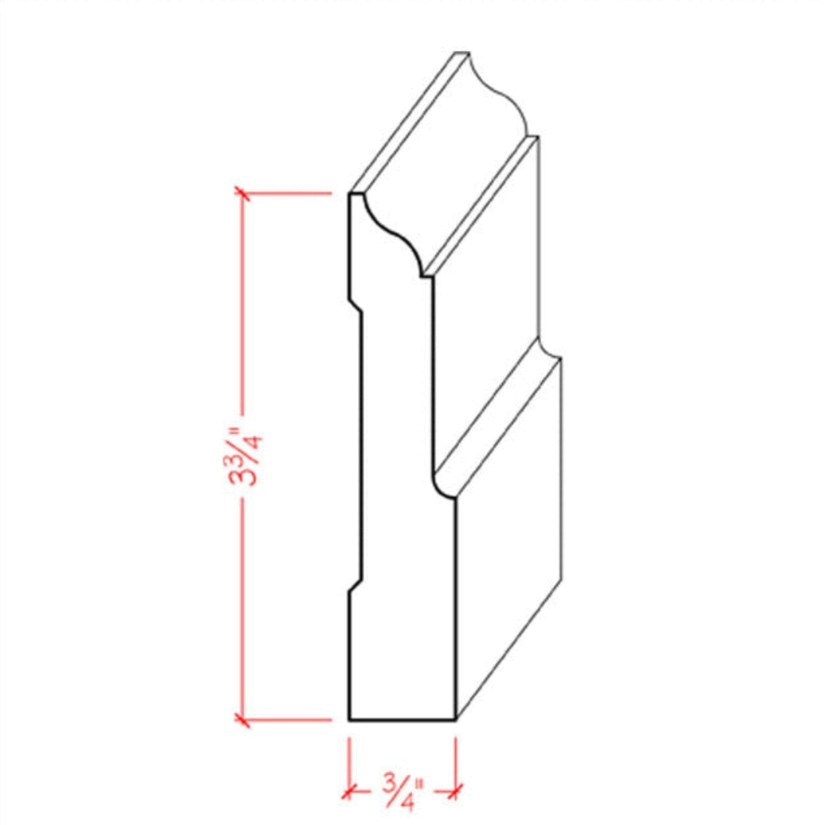 EWBB31 Colonial 3-3/4" Tall x 3/4" Baseboard Moulding. Unfinished.