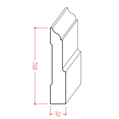 EWBB31 Colonial 3-3/4" Tall x 3/4" Baseboard Moulding. Unfinished.