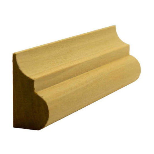 EWBC26 Nose and Cove 1-7/16" Tall x 3/4" Base Cap Moulding. Unfinished.