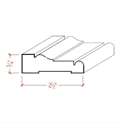 EWCA16 Colonial Casing 2-1/2" wide x 3/4" Trim. Unfinished Moulding.