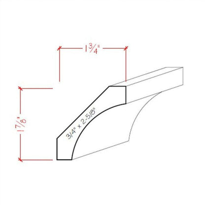 EWCR39 Cove Crown 3/4" x 2-5/8" Unfinished 1-7/8" High x 1-3/4" Deep.