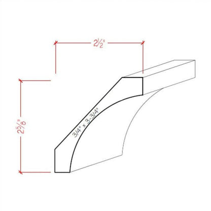 EWCR40 Cove Crown 3/4" x 3-3/4" Unfinished 2-5/8" High x 2-1/2" Deep.