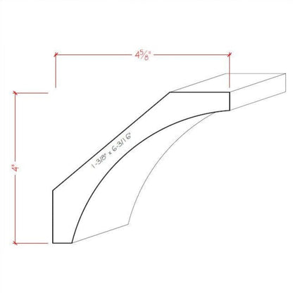 EWCR41 Cove Crown 1-3/8" x 6-3/16 Unfinished 4" High x 4-5/8" Deep.