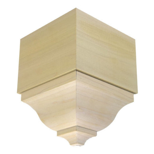 EWCR83 Crown Outside Corner Block 4-1/4" Tall x 3" deep 6" Face Unfinished.