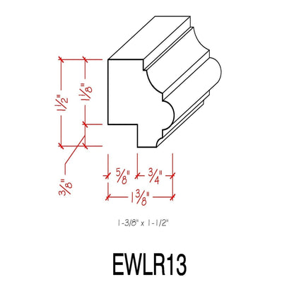EWLR13 Kitchen Cabinet Light Rail 1-1/2" x 1-3/8" Trim. Unfinished.
