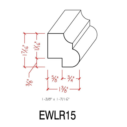 EWLR15 Kitchen Cabinet Light Rail 1-3/8" x 1-3/8" Trim. Unfinished.
