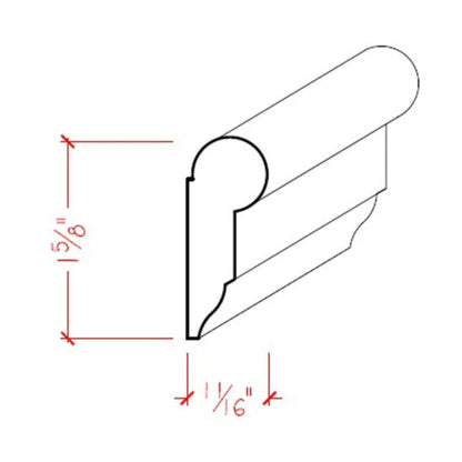 EWPC11 Picture Hanging Rail 1-5/8" Tall x 11/16" Moulding. Unfinished.