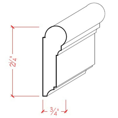 EWPC12 Picture Hanging Rail 2-1/4" Tall x 3/4" Moulding. Unfinished.