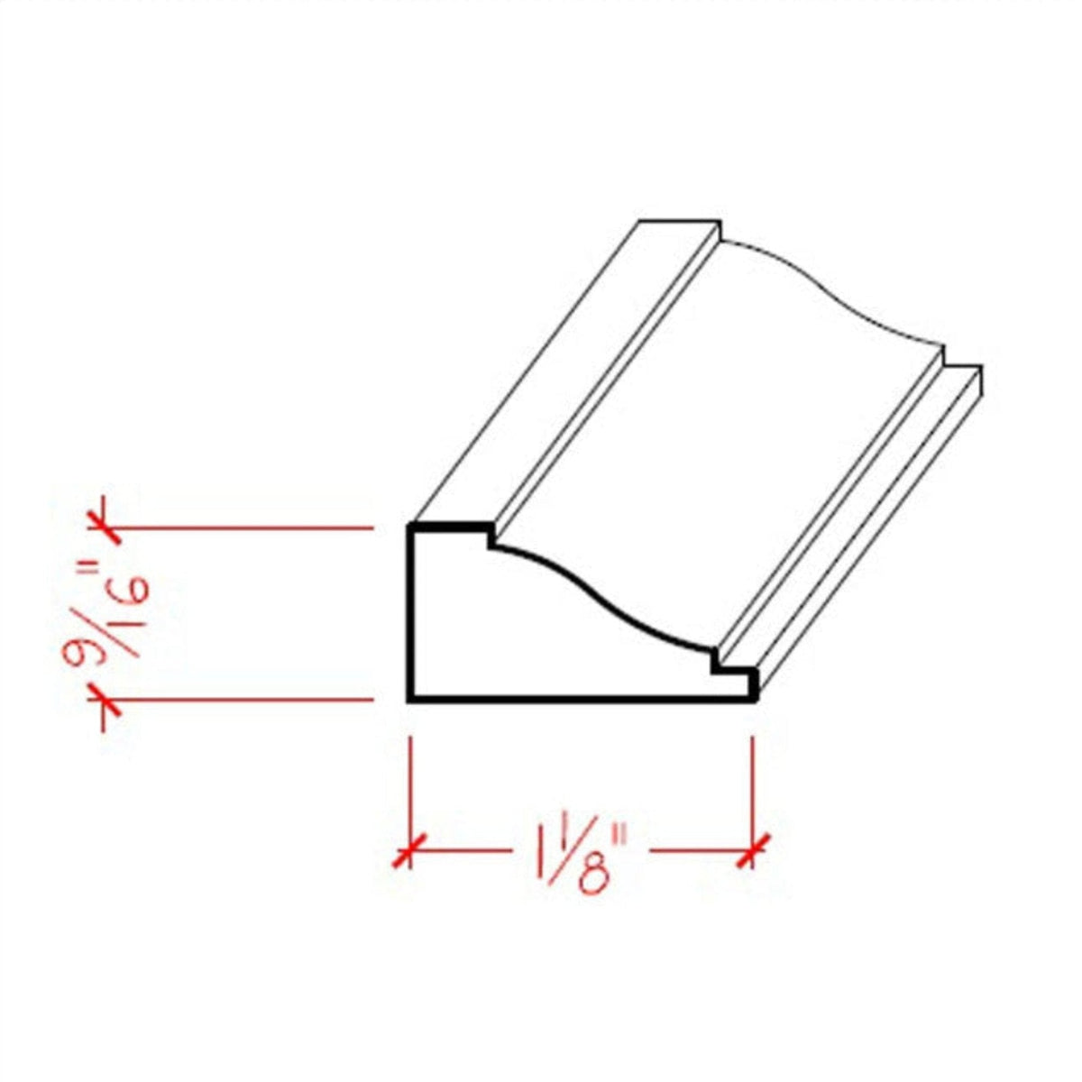 EWPM12 Colonial Panel Molding 1-1/8" wide x 9/16" Trim. Unfinished.