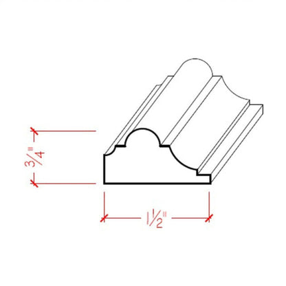 EWPM19 Nose and Cove Panel Molding 1-1/2" wide x 3/4" Trim. Unfinished.