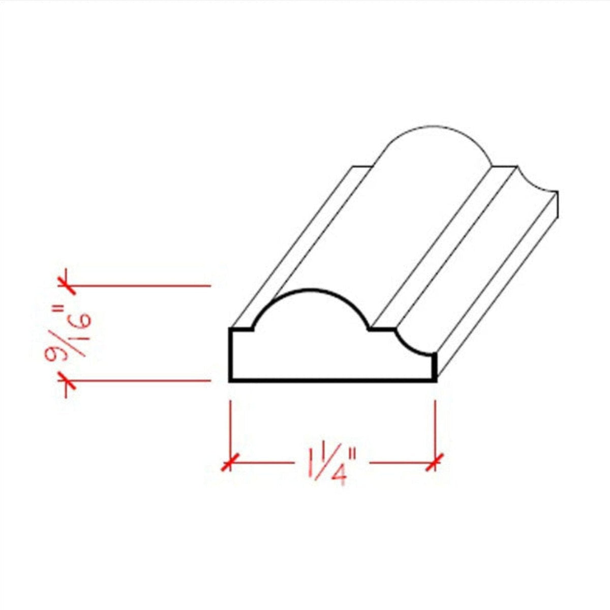 EWPM33 Nose & Cove Panel Molding 1-1/4" wide x 9/16" Trim. Unfinished.