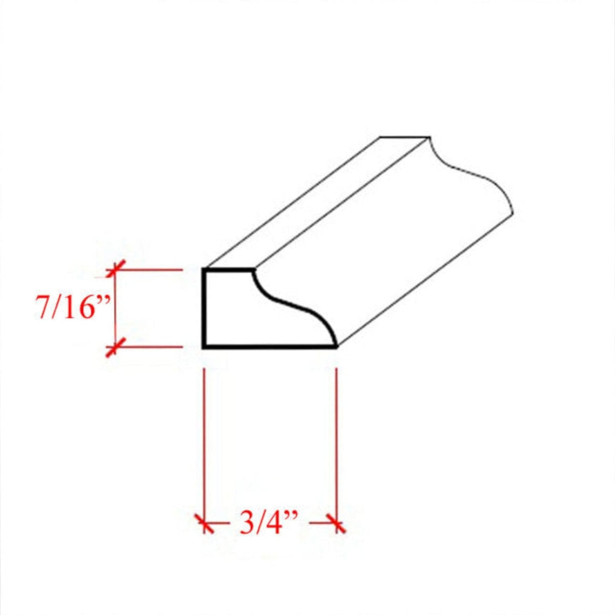 EWPM39 Ogee Panel Molding 3/4" wide x 7/16" Trim. Unfinished.