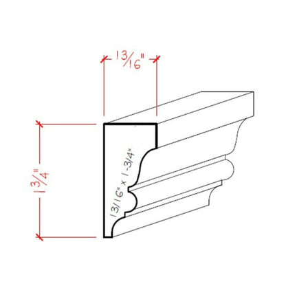 EWSC11 Solid Crown 1-3/4" High x 13/16" Deep Moulding. Unfinished.