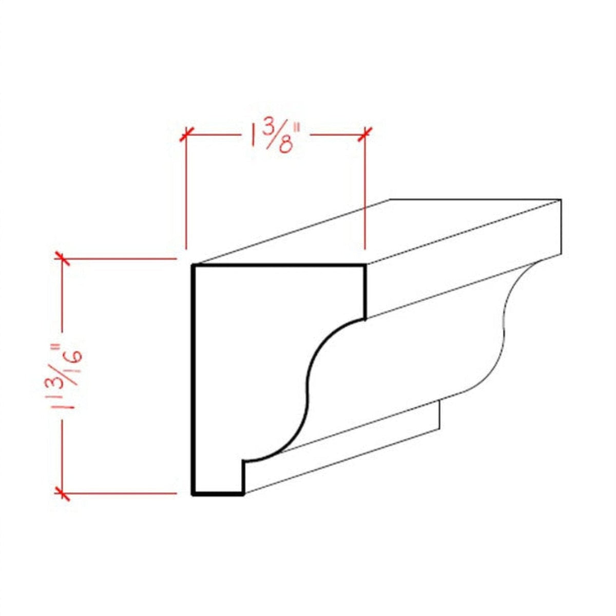 EWSC15 Solid Crown 1-3/4" High x 1-3/8" Deep Moulding. Unfinished.