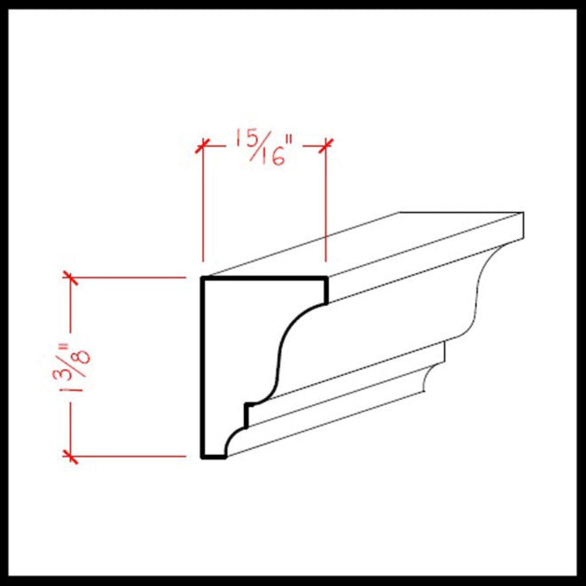 EWSC16 Solid Crown 1-3/8" High x 1" Deep Moulding. Unfinished.