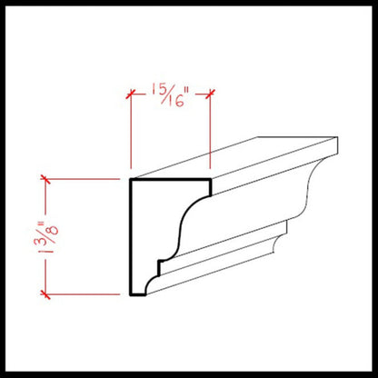 EWSC16 Solid Crown 1-3/8" High x 1" Deep Moulding. Unfinished.