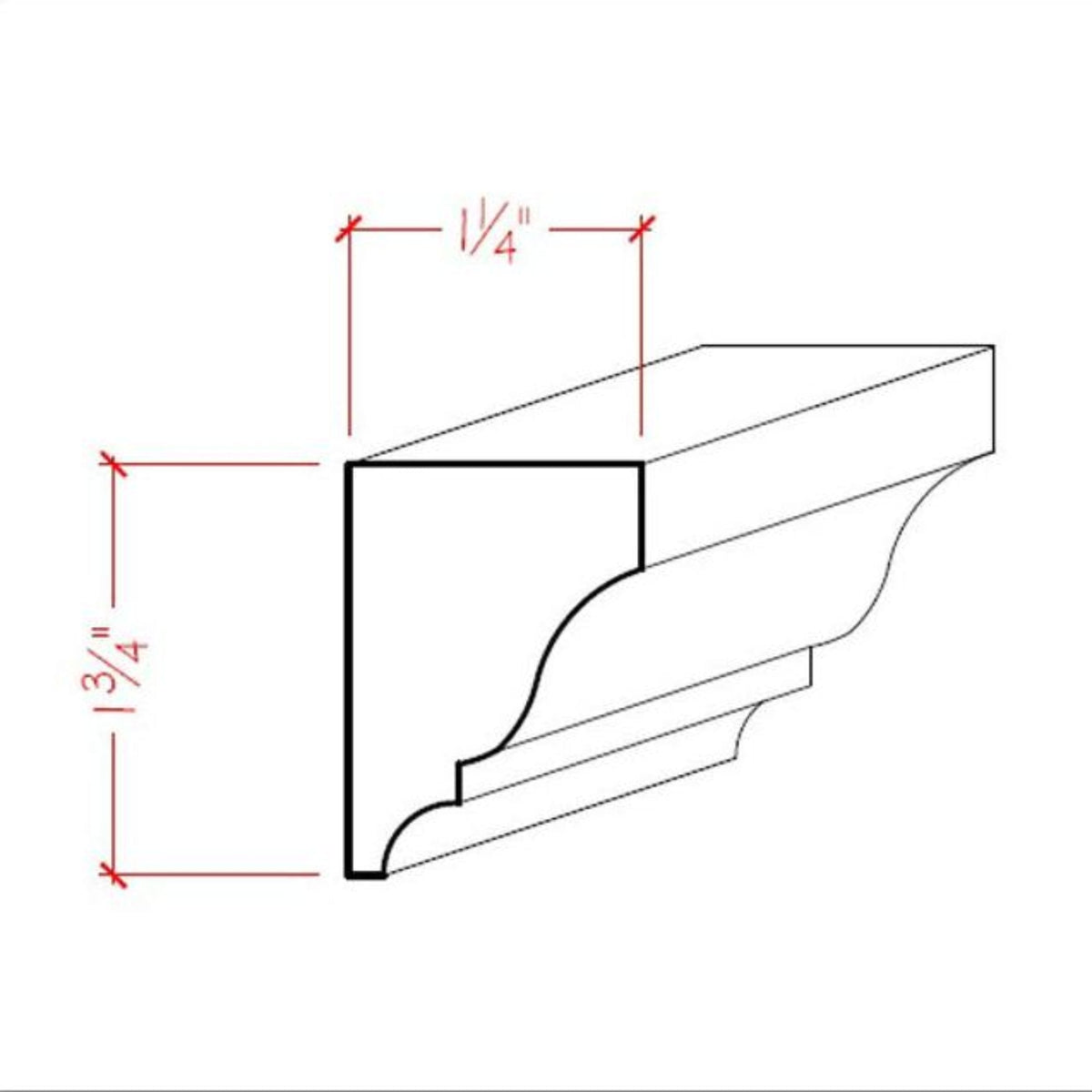 EWSC18 Solid Crown 1-3/4" High x 1-1/4" Deep Moulding. Unfinished.