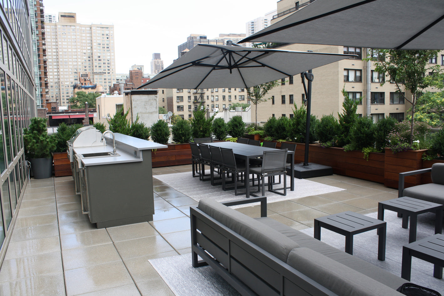 Custom rooftop ipe planters created by TCSC 